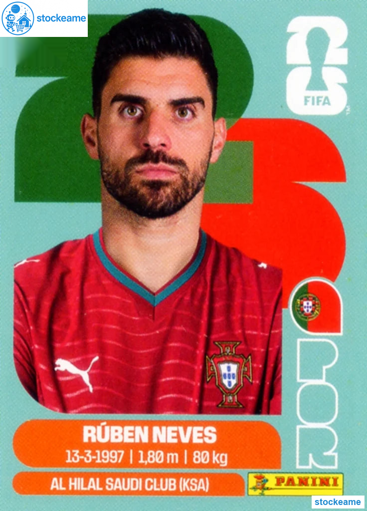 POR011 - Ruben Neves | Portugal | Panini World Cup 2026 Base Sticker - Image 2