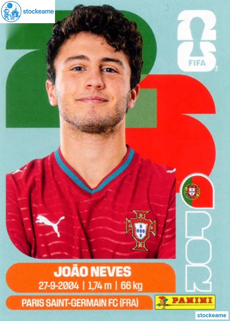 POR014 - João Neves | Portugal | Panini World Cup 2026 Base Sticker - Image 2